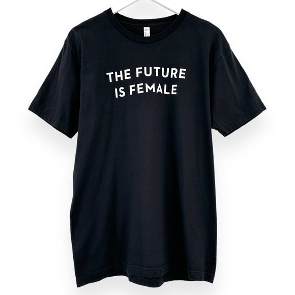 Black "The Future Is Female" Cotton T-Shirt sz L - Picture 1 of 5